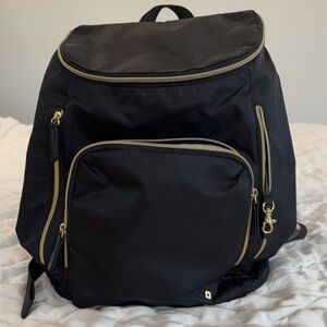 Black Backpack with Gold Accents